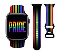 LGBT Pride Watch Band Compatible with Apple Watch Band 38mm 40mm 41mm 42mm 44mm 45mm, Rainbow Silicone Replacement Strap for iWatch Series 7 Series 6 5 4 3 2 1 SE, Gift, Pride3, 42mm/44mm/45mm/49mm