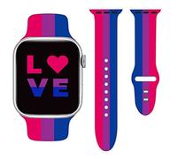 LGBT Pride Watch Band Compatible with Apple Watch Band 38mm 40mm 41mm 42mm 44mm 45mm, Rainbow Silicone Replacement Strap for iWatch Series 7 6 5 4 3 2 1 SE, Unisex Gift, Bisexual, 42mm/44mm/45mm