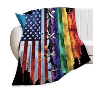 LGBT Colorful Print Blanket Gay Pride Rainbow American Flag Throw Blankets for Couch Sofa Bed Stuff Decor Gifts Lightweight Soft Cozy Fleece Plush Flannel Bedding for Lover Adults 40"x50"