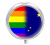 LGBT Proud Alaska State Flag Pill Case Travel Medicine Organizer Box | 3 Compartment Pill Box for Pocket Purse