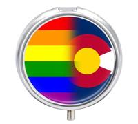 LGBT Proud Colorado State Flag Pill Case Travel Medicine Organizer Box | 3 Compartment Pill Box for Pocket Purse