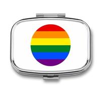 LGBT Proud Flag of Japan Portable Pill Organizer with 2 Compartments Square Medicine Box Compact Travel Pharmacy Case