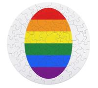 LGBT Proud Flag of Japan Wooden Puzzle Letter on Back Circular Easy Jigsaw Puzzles for Elderly Birthday Gift Family Game