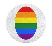 LGBT Proud Flag of Japan Wooden Puzzle Letter on Back Circular Easy Jigsaw Puzzles for Elderly Birthday Gift Family Game