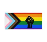 LGBT Proud Flag with Raised Fist Cute Gaming Mousepad Rubber Base Desk Mat for Home Office Laptop Computer