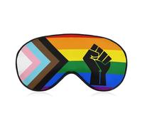 LGBT Proud Flag with Raised Fist Funny Eye Mask for Sleep with Adjustable Strap Blocks Light Eye Shade Cover