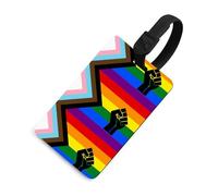 LGBT Proud Flag with Raised Fist Funny Luggage Tags for Suitcases Travel Baggage Name ID Card Labels for Men Women