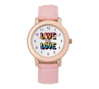 LGBT Proud Love is Love Watches for Women Analogue Quartz Watch | Leather Strap,Wrist Watch,Elegant,Dress Watch,for Home Work