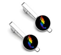 LGBT Proud Mexico Flag Map Tie Clips for Men Classic Necktie Tie Bars Tie Pins for Wedding Business