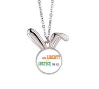 lgbt rainbow flag and justice Rabbit Necklace Pendant Bunny Animal Jewelry Gift