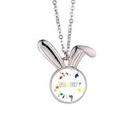 LGBT Rainbow Flag Faly Art Deco Fashion Rabbit Necklace Pendant Bunny Animal Jewelry Gift