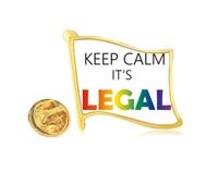 LGBT Rainbow Flag Keep Calm Golden Metal Flag Lapel Pin Badge