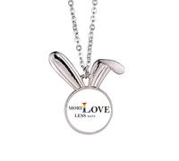 LGBT Rainbow Flag More Love Less Hate Rabbit Necklace Pendant Bunny Animal Jewelry Gift
