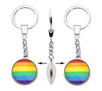 LGBT Rainbow Gay & Lesbian Pride Bisexual Pride Transgender Pride Double-Sided Glass Ball Pendant Keychain (Rainbow flag -K EU)