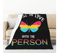 LGBT Rainbow Gay Pride Flag Butterfly I Fall in Love with The Person Queer Pansexual Blanket Cute Soft Lightweight Throw Blanket for Sofa Couch Bed Room 50x70 Inch