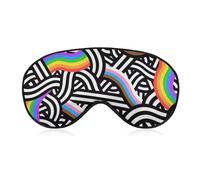 LGBT Rainbow Gay Pride Flag Graffiti Rainbow Black and White Lines Sleep Eye Mask Blocks Light Cover Eyeshade for Men Women