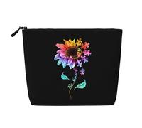 LGBT Rainbow Gay Pride Flag Sunflower Puzzle Pieces be Kind Makeup Bags Travel Makeup Pouch Zipper Cosmetic Bag for Women