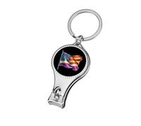 LGBT Rainbow Glitter U.S. Flag Nail Clipper Portable Metal Fingernail and Toenail Clippers Cutters with Bottle Opener Keychain
