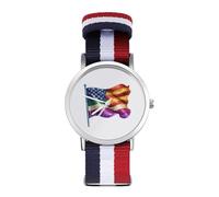 LGBT Rainbow Glitter U.S. Flag Wrist Watches Nylon Braided Strap Non-Scale Work Casual Watch