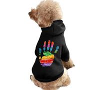 LGBT Rainbow Hand Print Dog Hoodie Sweatshirt Dog Sweater Pet Coat