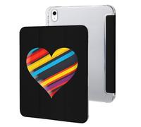 LGBT Rainbow Heart Graphic Cute Protective Case Compatible for IPAD 10代 (10.9in) Trifold Tablet Cover Non-Slip Cases