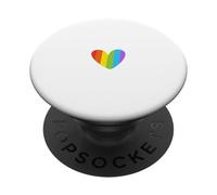 LGBT Rainbow Heart Minimalist White PopSockets Adhesive PopGrip