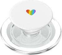 LGBT Rainbow Heart Minimalist White PopSockets PopGrip for MagSafe