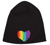 LGBT Rainbow Heart Pride Graphic Jersey Beanie Hat Thin Slouch Cap Unisex One Size