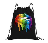 Lgbt Rainbow Lip Gay Pride Unisex String Backpack Portable Pe Bag Waterproof Gym Sack For Swim Travel Yoga