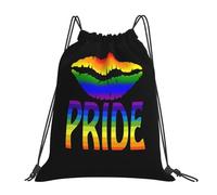 Lgbt Rainbow Lip Gay Pride Women Men String Backpack Waterproof Pe Bag Lightweight Drawstring Backpack For Travel Football Yoga