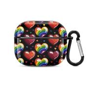 Lgbt Rainbow Love Heart Bluetooth Headset Cover Hard Shell Earbuds Case Protective Cover Compatible with Airpods 3