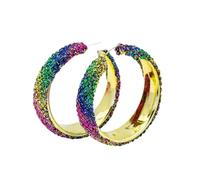 LGBT Rainbow Pride Earrings for Women Layered Tassel Dangle Drop Earrings Shiny Rainbow Rhinestone Round Circle Hoop Love is Love Pride Month Jewelry, M, Zinc, No Gemstone