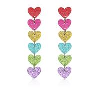 LGBT Rainbow Pride Earrings for Women Lesbian Bisexual Pansexual Asexual Gender Fluid Progress Acrylic Heart Love Earrings LGBTQ Pride Jewelry for Pride Month, Acrylic, No Gemstone