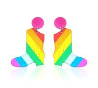 LGBT Rainbow Pride Earrings for Women Lesbian Bisexual Pansexual Asexual Gender Fluid Progress Acrylic Heart Love Earrings LGBTQ Pride Jewelry for Pride Month, Acrylic, No Gemstone