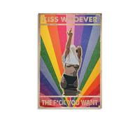 LGBT Rainbow Pride Kiss Whoever You Want Poster Canvas Wall Art Poster Decorative Modern Home Print Picture Artworks Posters 08x12inch(20x30cm)