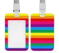 LGBT Rainbow Transgender Flag Card Holder Cute ID Badge Holders Card Protector for Office Work Women Men