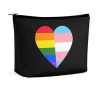 LGBT Rainbow Transgender Flag Heart Cute Makeup Bag for Women Portable Cosmetic Pouch Lightweight Travel Toiletry Bags