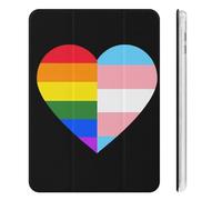 LGBT Rainbow Transgender Flag Heart Cute Tablet Case with Pencil Holder Unisex Slim Hard Protective Cover Compatible with iPad Mini 4/5/6