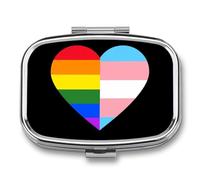LGBT Rainbow Transgender Flag Heart Cute Travel Pill Organizer Portable Small Square Medicine Case Box for Pocket Purse
