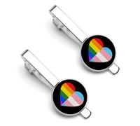 LGBT Rainbow Transgender Flag Heart Novelty Tie Clips for Men Trendy Necktie Bar Pins Holder Wedding Birthday Gift