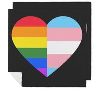 LGBT Rainbow Transgender Flag Heart Printed Cloth Napkins Washable Reusable Table Decorative Napkin for Parties Weddings 2 PCS