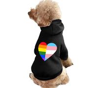 LGBT Rainbow Transgender Flag Heart Printed Dog Hoodie Breathable Soft Cat Sweatshirt for Small Medium Large XL