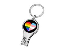 LGBT Rainbow Transgender Flag Heart Small Fingernail Clipper Metal Sharp Curved Toenail Clippers Cutters with Keychain Men & Women