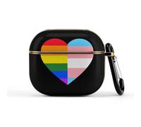 LGBT Rainbow Transgender Flag Heart Trendy Bluetooth Earbuds Protector with Keychain Wireless Earbud Case Covers Compatible with Airpods 3