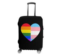LGBT Rainbow Transgender Flag Heart Trendy Suitcase Covers Unisex Luggage Cover Protector Fit 19 to 32 Inch Travel Lover M