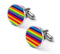 LGBT Rainbow Transgender Flag Shirt Cufflinks Round Cuff Links for Business Wedding Party Father's Day Gift 1.7cm
