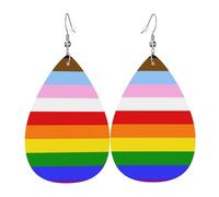 Lgbt Rainbow Transgender Pride Flag Women'S Dangle Earrings Trendy Leather Earrings Durable Drop Earring For Festival Women Decoration