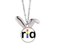LGBT Rainbow Transgender Rabbit Necklace Pendant Bunny Animal Jewelry Gift