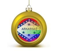 LGBT Rainbow with Arkansas Flag Christmas Balls for Tree Decoration PC Baubles Hanging Ornaments Festive Decor 2PCS