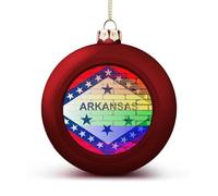 LGBT Rainbow with Arkansas Flag Christmas Balls for Tree Decoration PC Baubles Hanging Ornaments Festive Decor 2PCS